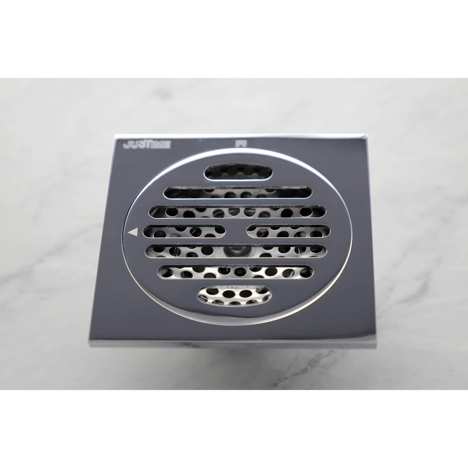 Kingston Brass Watercourse Symmetric 4" Square Grid Shower Drain