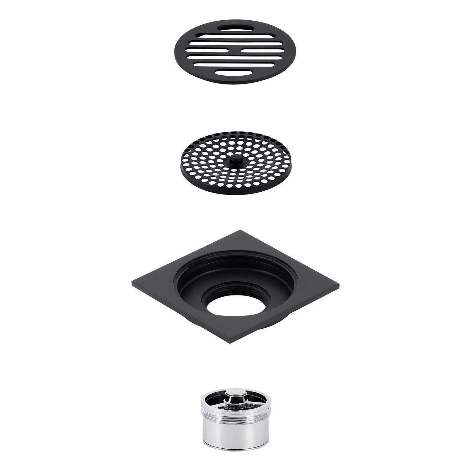 Kingston Brass Watercourse Symmetric 4" Square Grid Shower Drain