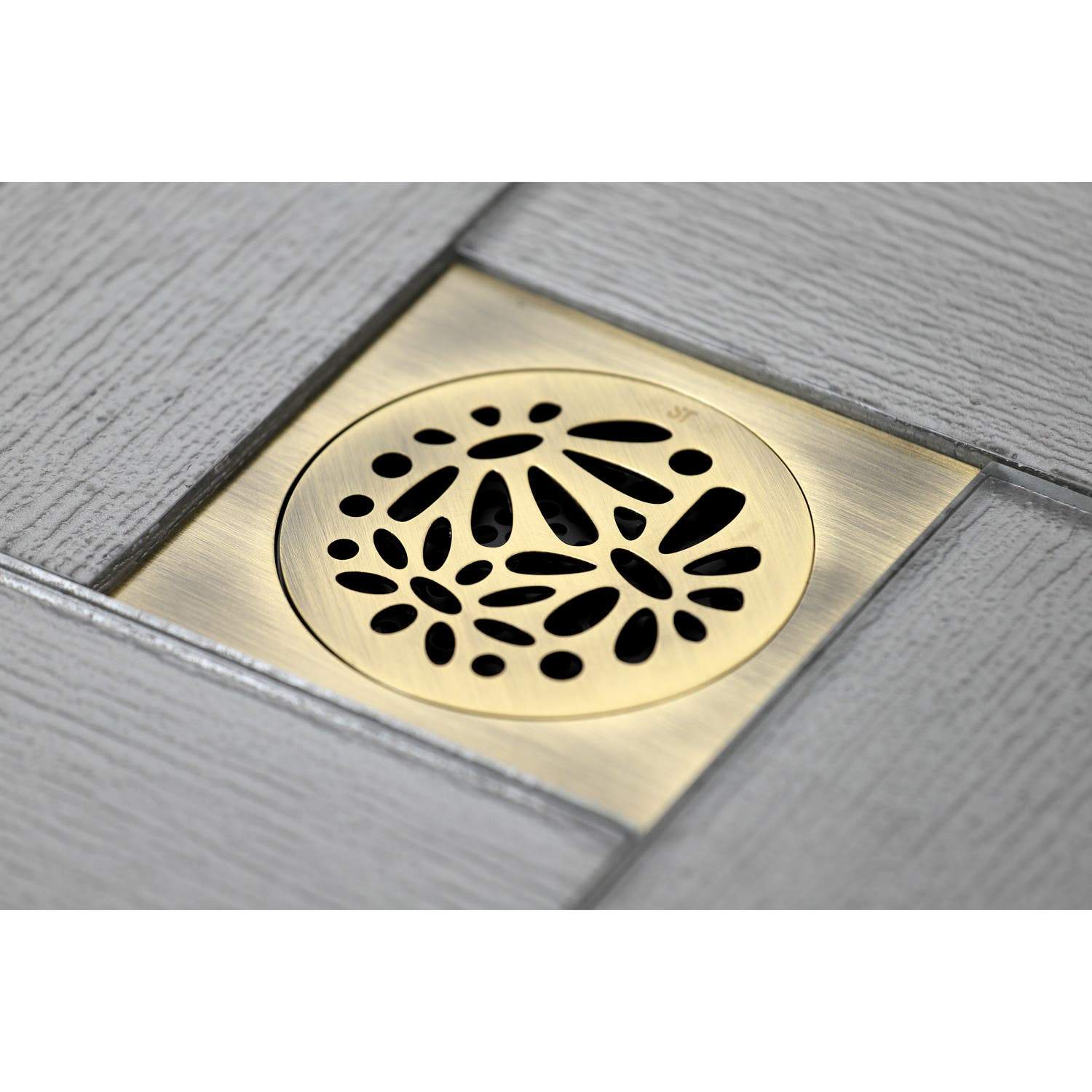 Kingston Brass Watercourse Floral 4" Square Grid Shower Drain