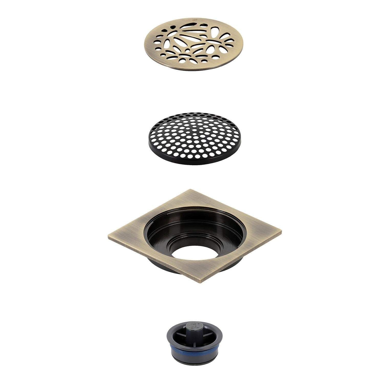 Kingston Brass Watercourse BSF4262PB 4-Inch Square Grid Shower Drain with  Hair Catche