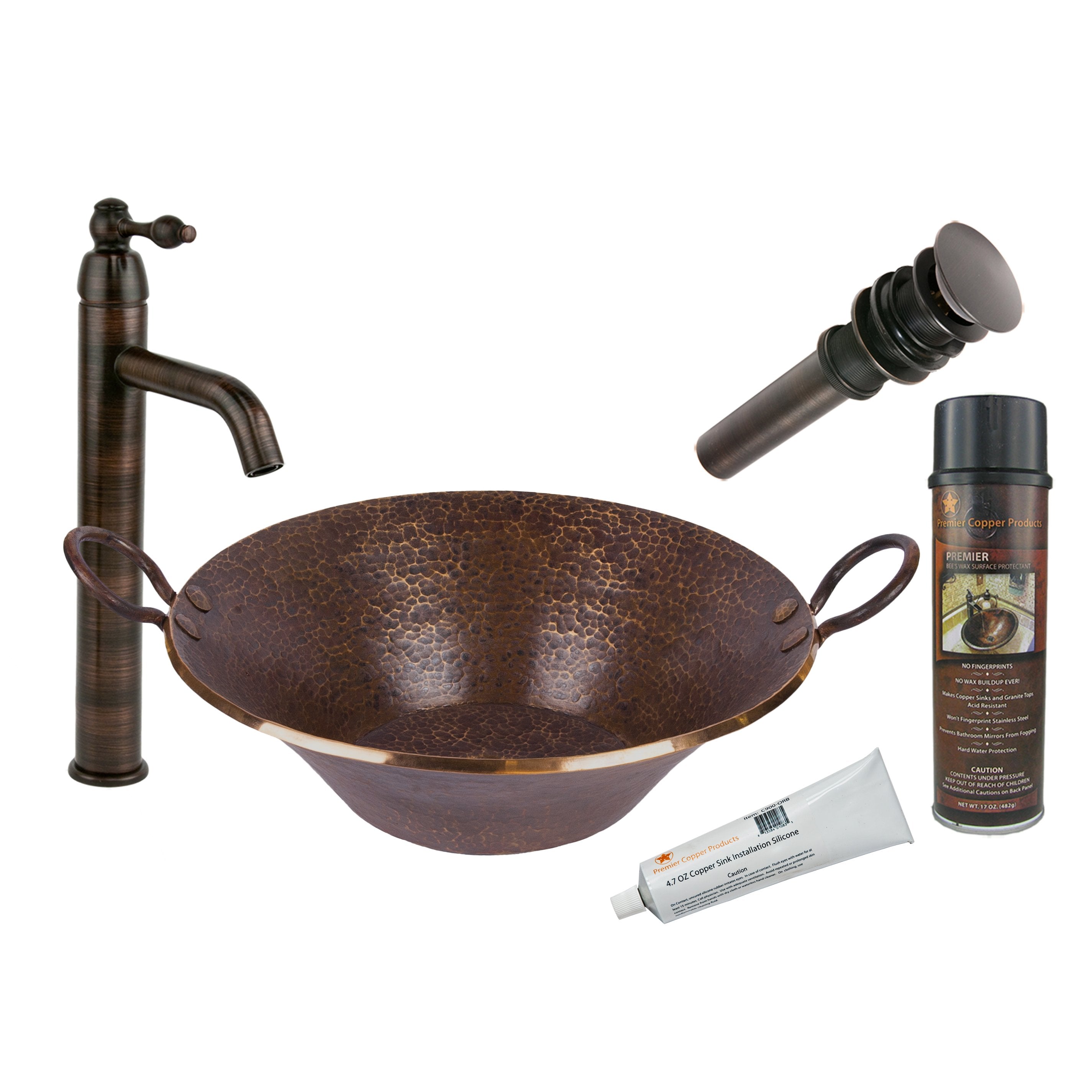 Premier Copper Products - BSP1_PVMPDB Vessel Sink, Faucet and Accessories Package-DirectSinks