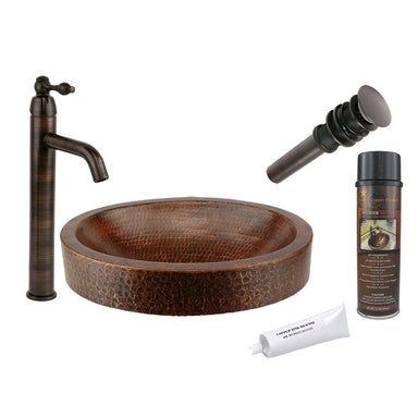 Premier Copper Products - BSP1_VO17SKDB Vessel Sink, Faucet and Accessories Package-DirectSinks