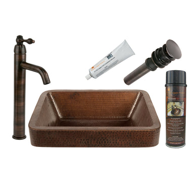 Premier Copper Products - BSP1_VREC17SKDB Vessel Sink, Faucet and Accessories Package-DirectSinks