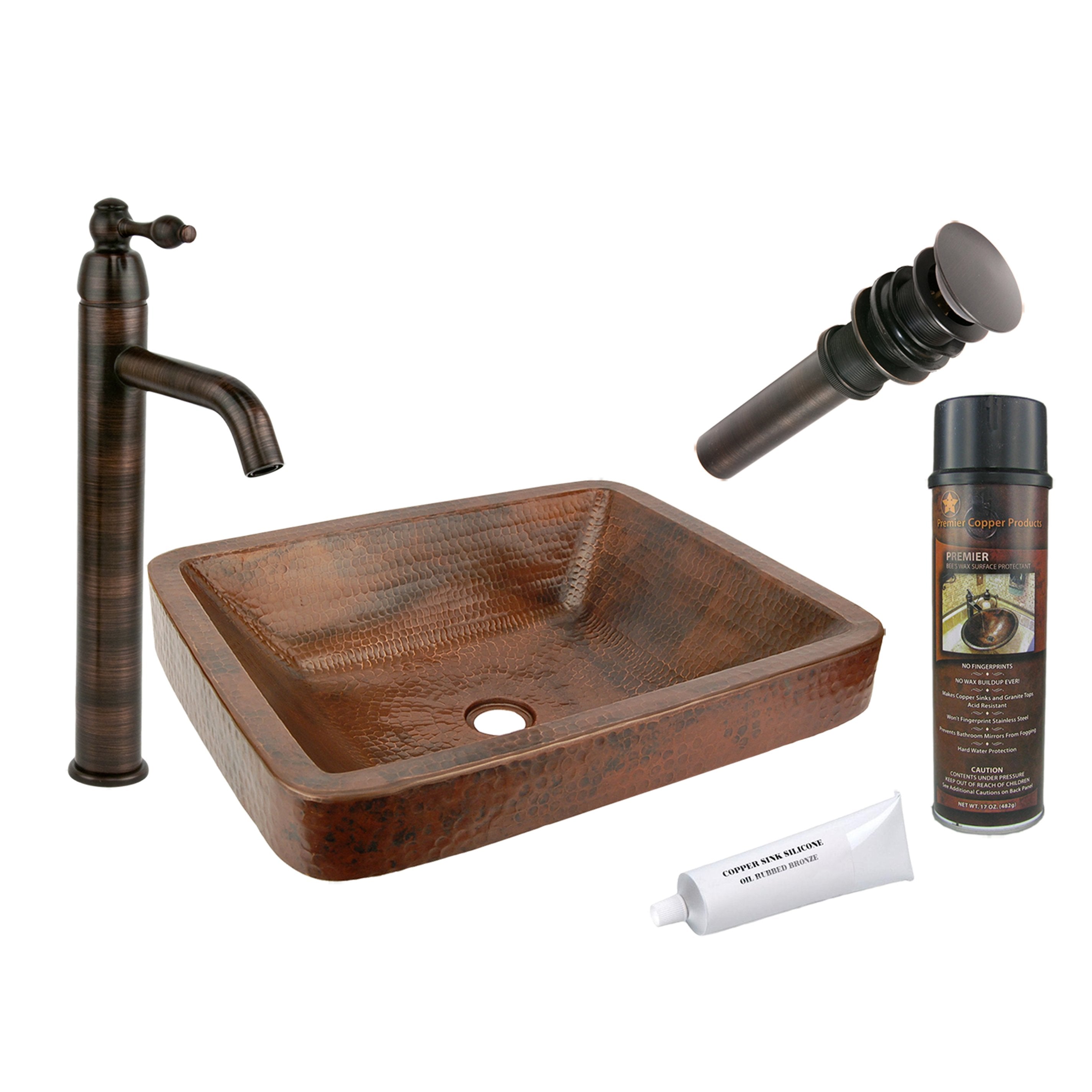 Premier Copper Products - BSP1_VREC19SKDB Vessel Sink, Faucet and Accessories Package-DirectSinks
