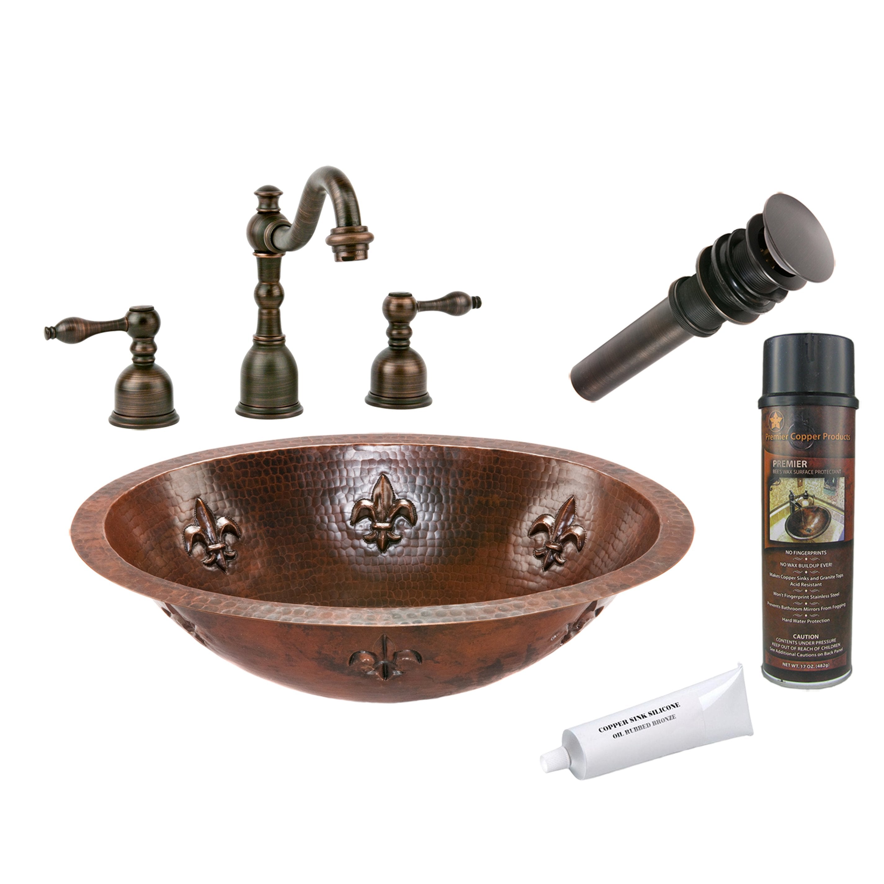 Premier Copper Products - BSP2_LO19FFLDB Bathroom Sink, Faucet and Accessories Package-DirectSinks