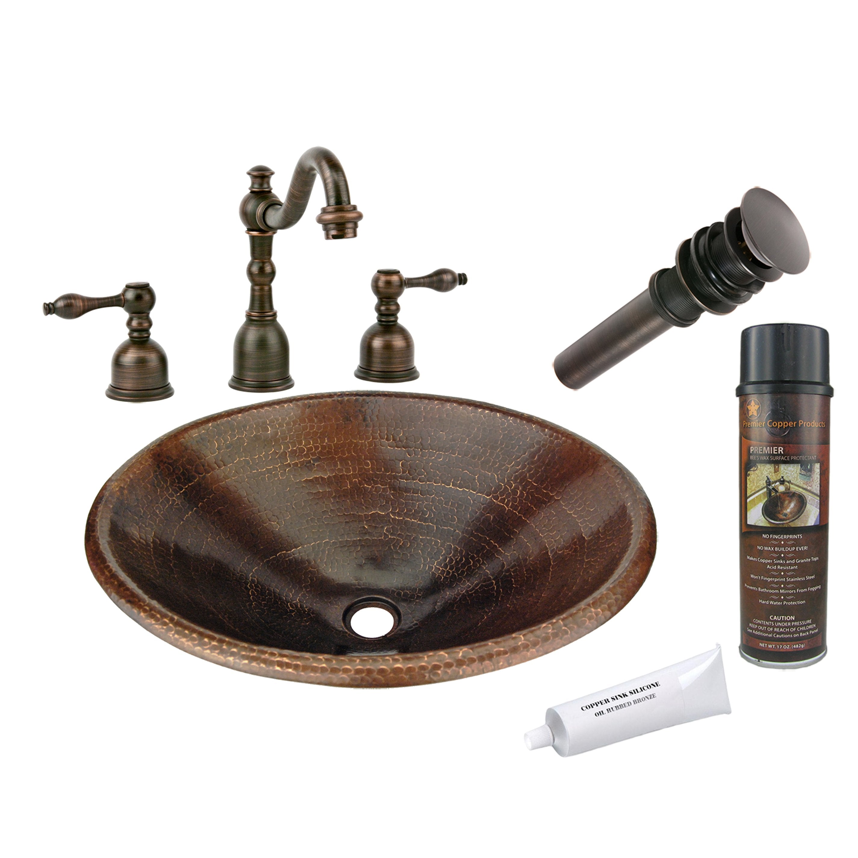 Premier Copper Products - BSP2_LO20RDB Bathroom Sink, Faucet and Accessories Package-DirectSinks