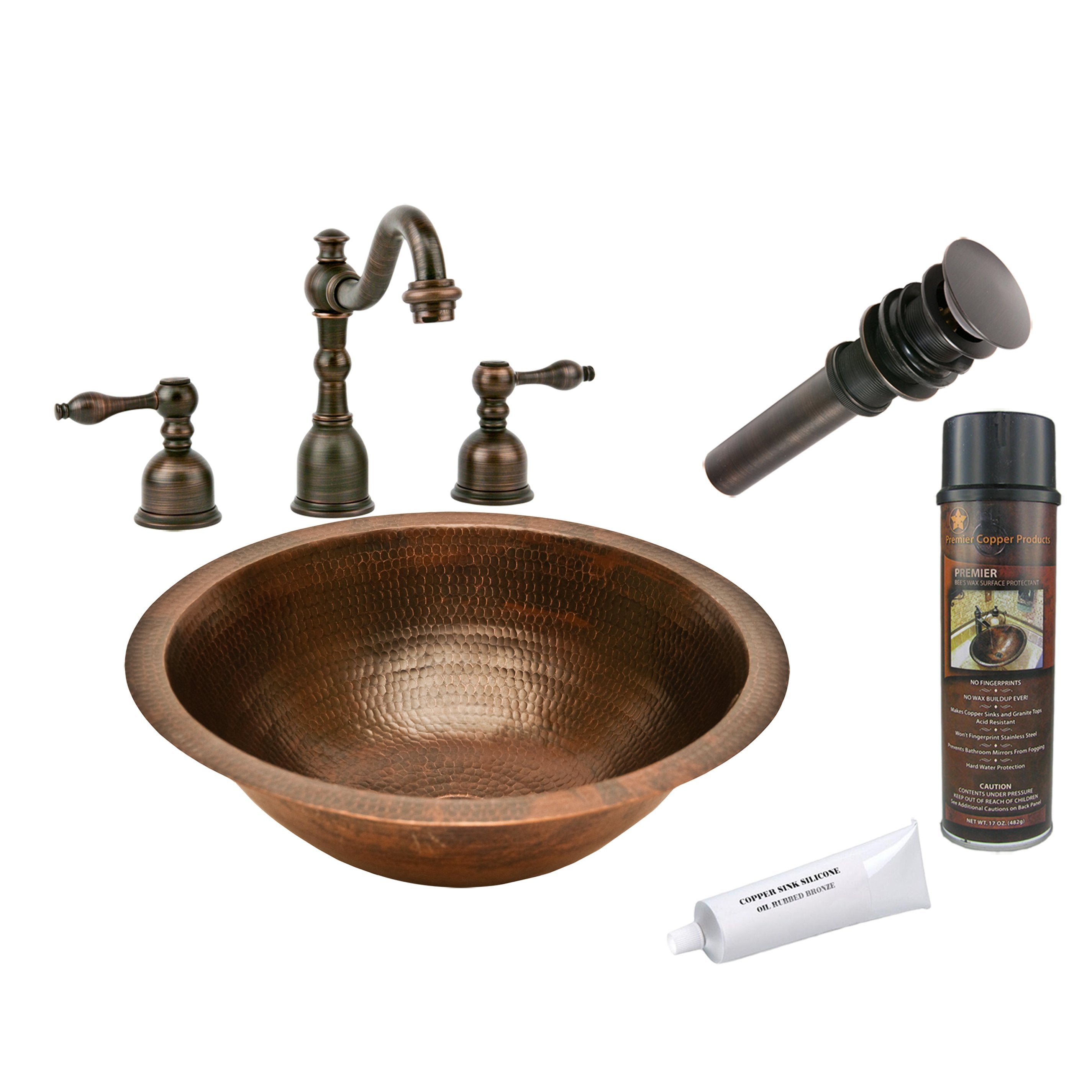 Premier Copper Products - BSP2_LR17FDB Bathroom Sink, Faucet and Accessories Package-DirectSinks