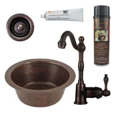 Premier Copper Products - BSP4_BR12DB2-B Bar/Prep Sink, Faucet and Accessories Package-DirectSinks