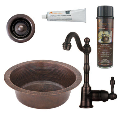 Premier Copper Products - BSP4_BR14DB2-B Bar/Prep Sink, Faucet and Accessories Package-DirectSinks