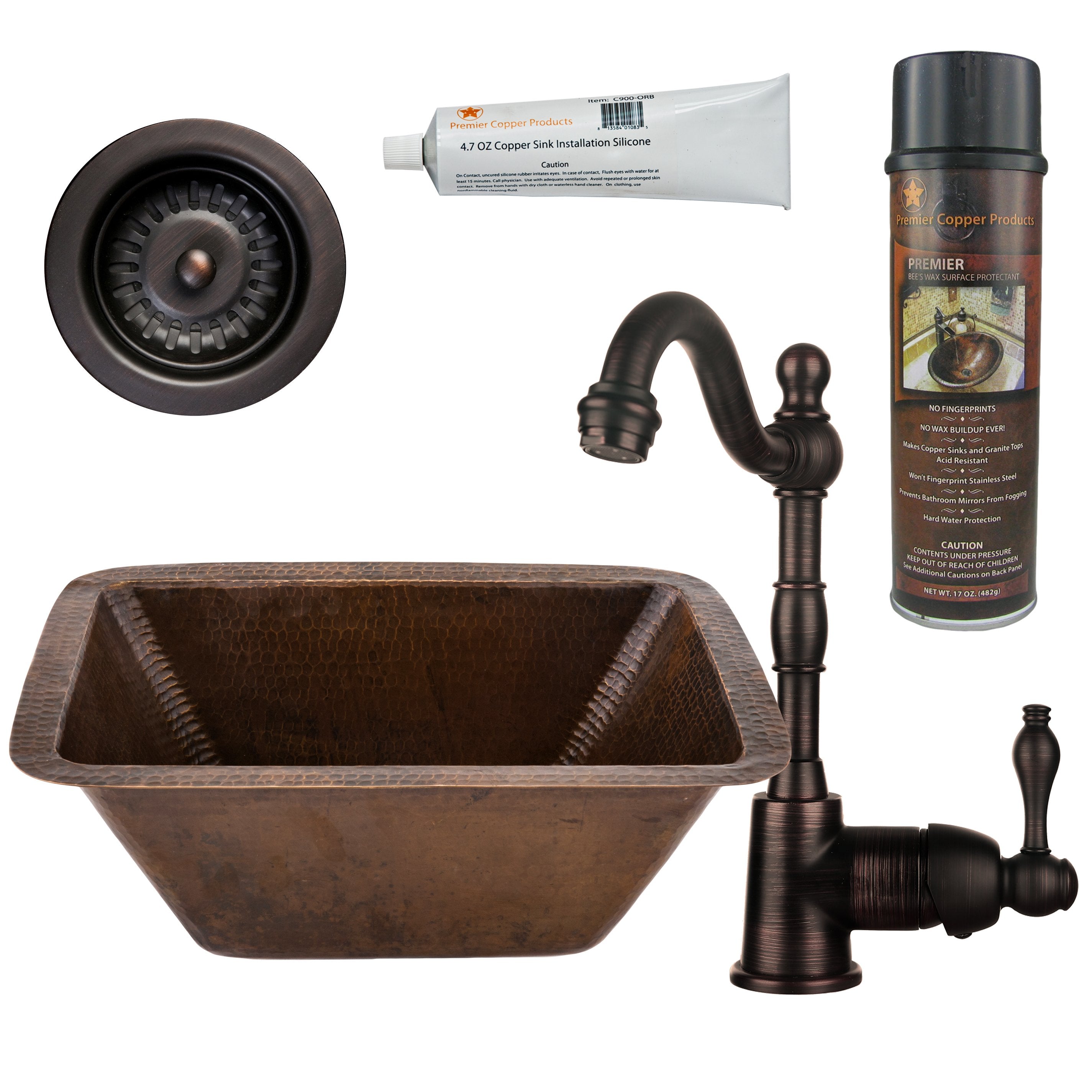 Premier Copper Products - BSP4_BRECDB Bar/Prep Sink, Faucet and Accessories Package-DirectSinks