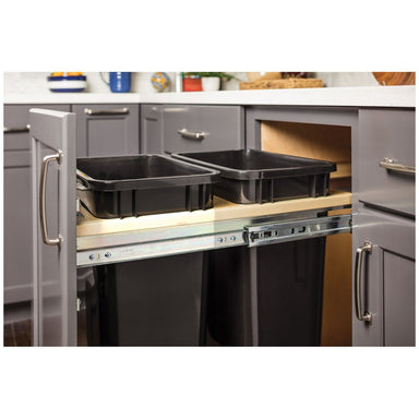 Hardware Resources Top Mount Soft-close Double 35qt Trash Can Unit - for 15" Opening-DirectSinks
