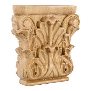 Hardware Resources 4-3/4" x 4-3/4" x 1-1/4" Alder Acanthus Traditional Capital-DirectSinks