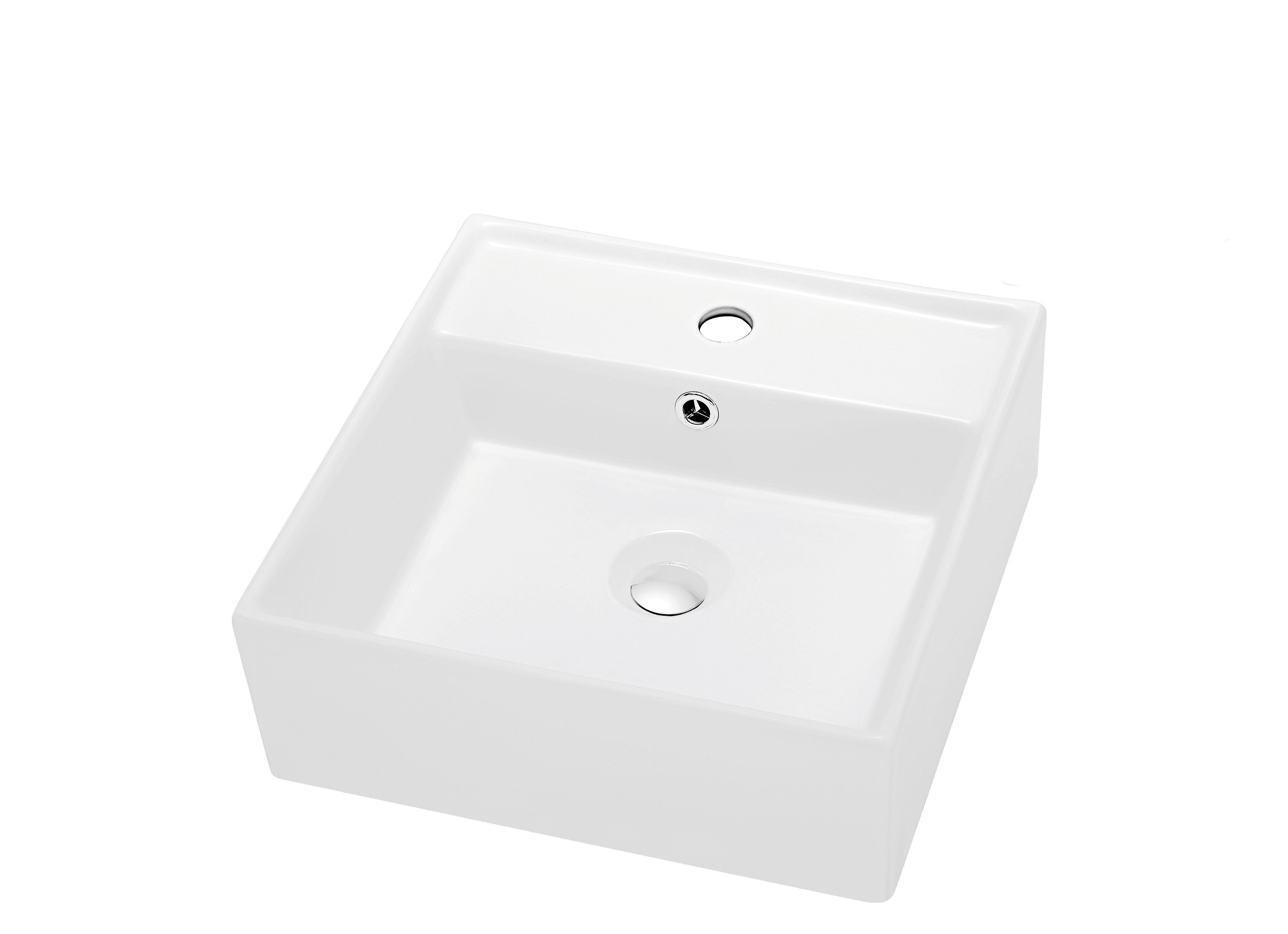 Dawn Vessel Above-Counter Square Ceramic Art Basin with Single Hole for Faucet-Bathroom Sinks Fast Shipping at DirectSinks.