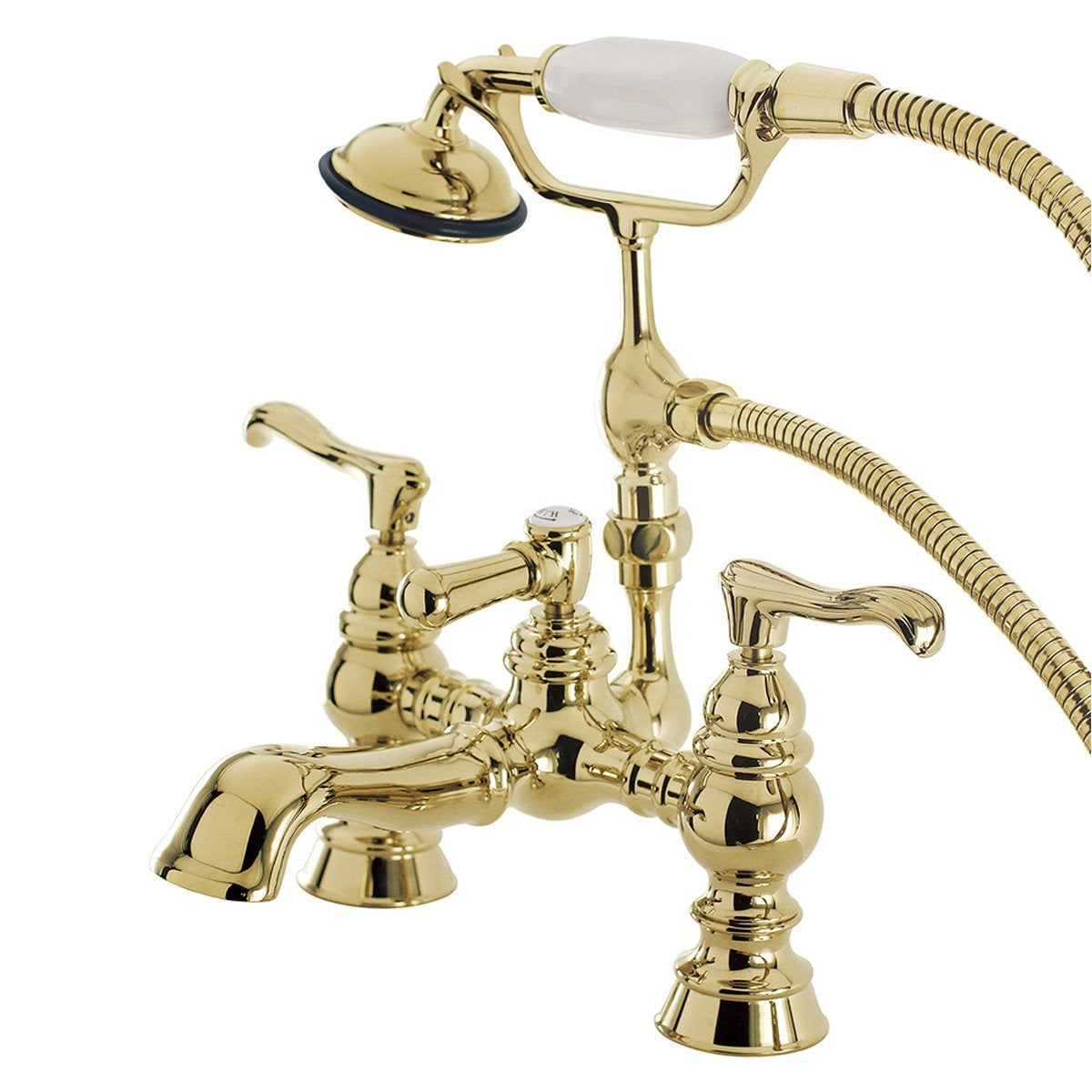 Kingston Brass Vintage 7" Classic Deck Mount Clawfoot Tub Filler with Hand Shower-Tub Faucets-Free Shipping-Directsinks.