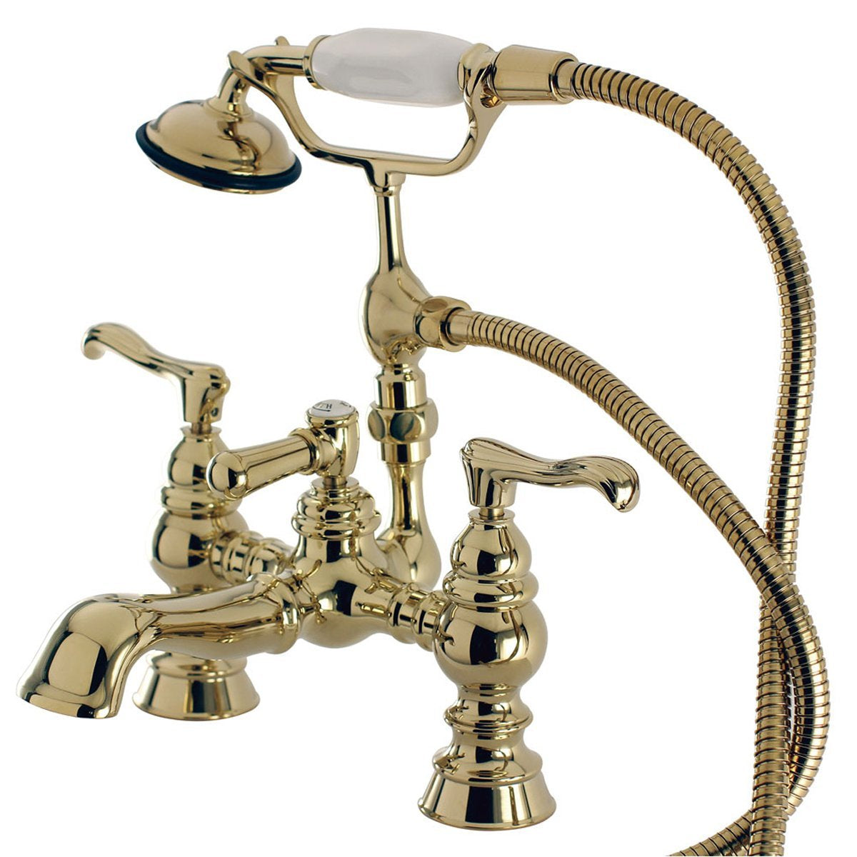 Kingston Brass Vintage 7" Classic Deck Mount Clawfoot Tub Filler with Hand Shower-Tub Faucets-Free Shipping-Directsinks.