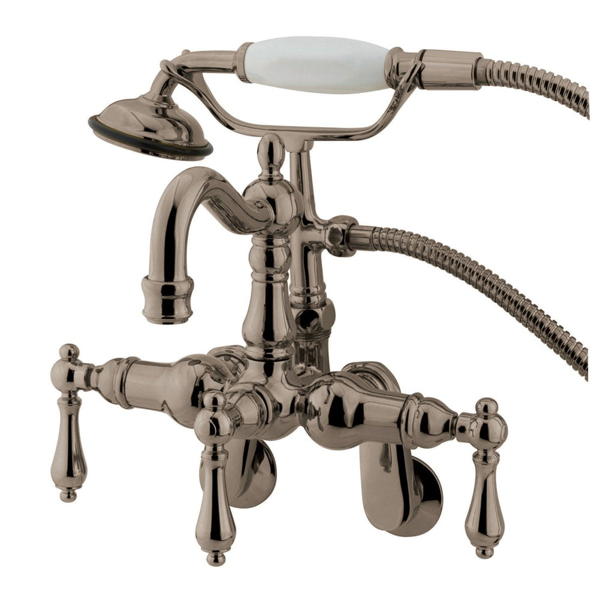 Kingston Brass Vintage 3-3/8" - 9" Adjustable Center Clawfoot Wall Mount Tub Filler with Hand Shower-Tub Faucets-Free Shipping-Directsinks.