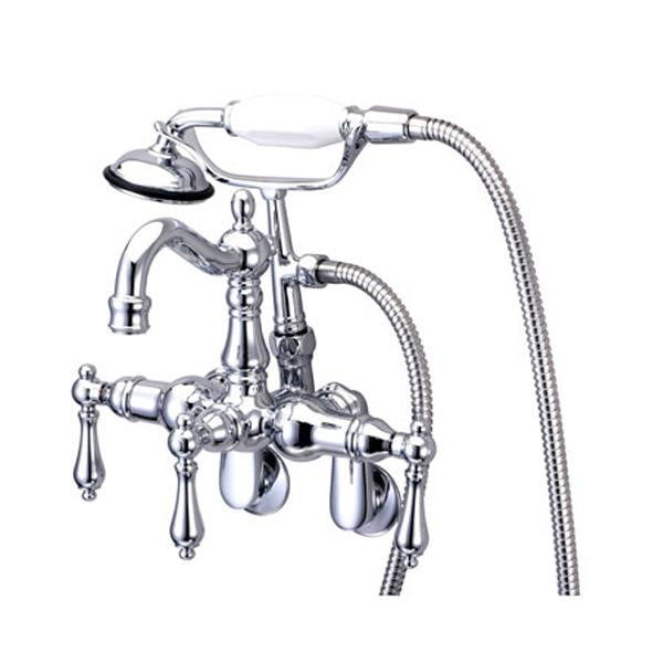 Kingston Brass Vintage 3-3/8" - 9" Adjustable Center Clawfoot Wall Mount Tub Filler with Hand Shower-Tub Faucets-Free Shipping-Directsinks.
