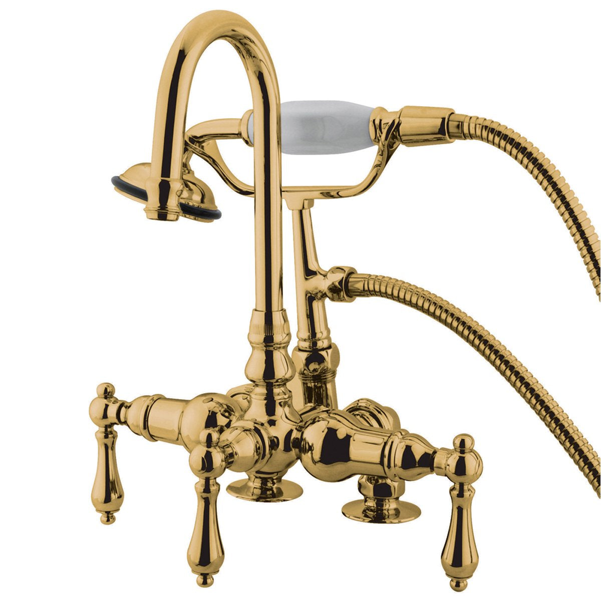 Kingston Brass Vintage 3-3/8" Clawfoot Deck Mount Tub Filler with Hand Shower-Tub Faucets-Free Shipping-Directsinks.