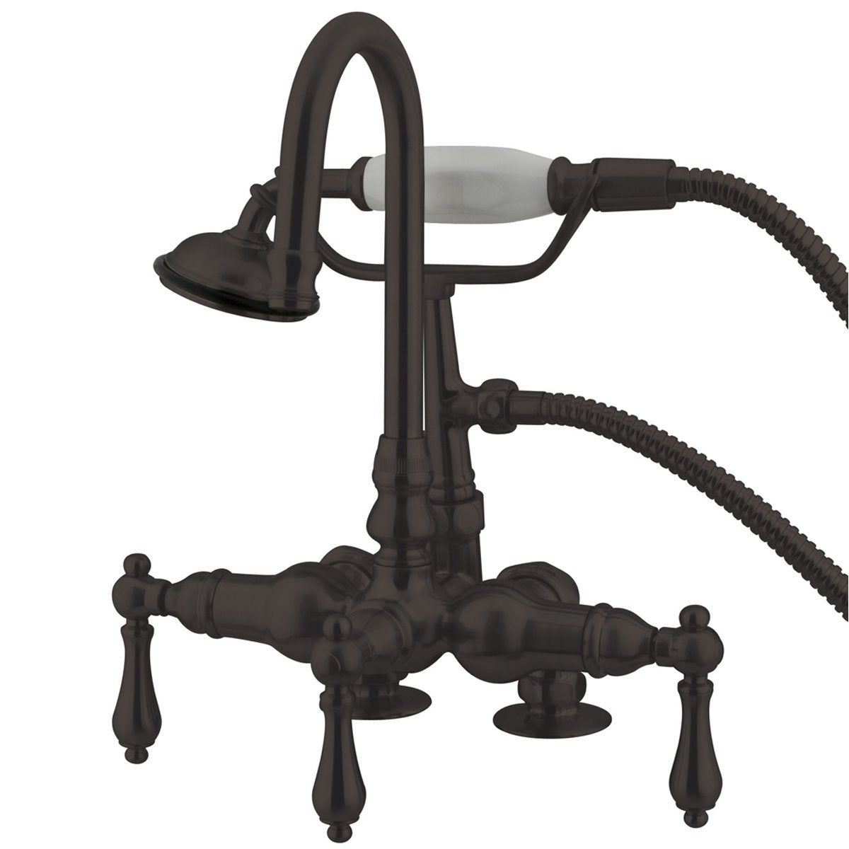 Kingston Brass Vintage 3-3/8" Clawfoot Deck Mount Tub Filler with Hand Shower-Tub Faucets-Free Shipping-Directsinks.
