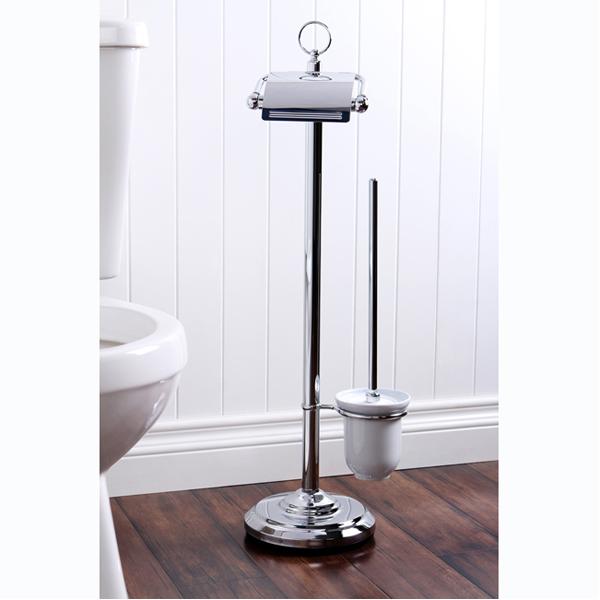 Kingston Brass Vintage Pedestal Toilet Paper and Brush Holder in Polished Chrome-Bathroom Accessories-Free Shipping-Directsinks.