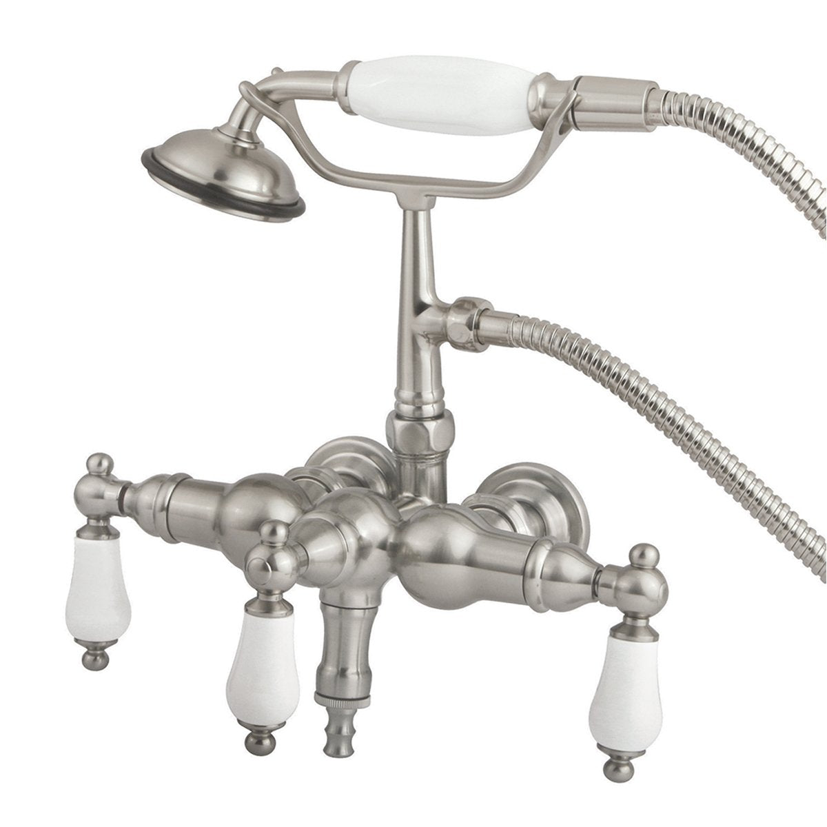 Kingston Brass Vintage 3-3/8" Brass Wall Mount Clawfoot Tub Filler with Hand Shower-Tub Faucets-Free Shipping-Directsinks.