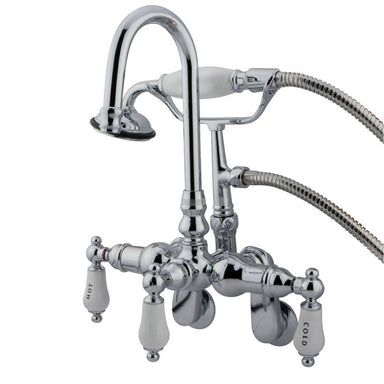 Kingston Brass CC304T1 Vintage 3-3/8" - 9" Adjustable Center Wall Mount Clawfoot Tub Filler with Hand Shower-Tub Faucets-Free Shipping-Directsinks.