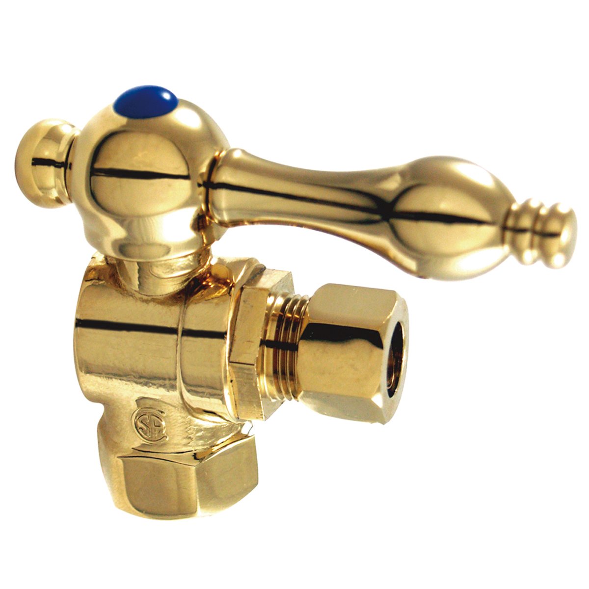 Kingston Brass English Vintage Angle Stop with 3/8" IPS x 3/8" OD Compression and Lever Handle-Bathroom Accessories-Free Shipping-Directsinks.