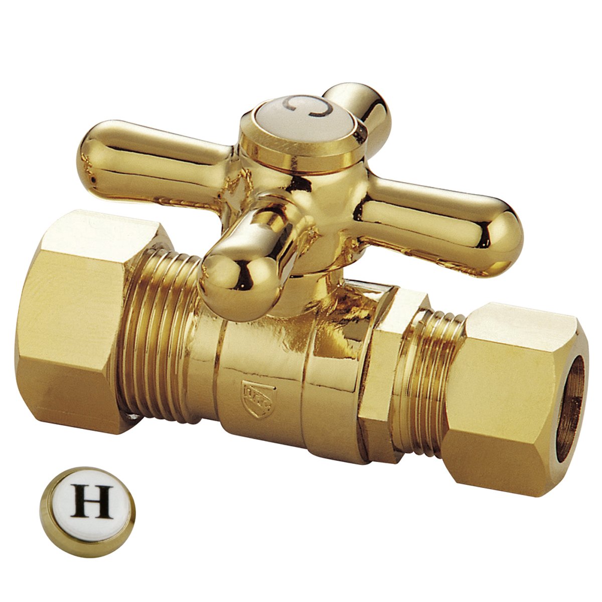 Kingston Brass Vintage 1/4-Turn Straight Stop with 5/8" OD Compression x 1/2" OD Compression-Bathroom Accessories-Free Shipping-Directsinks.