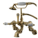 Kingston Brass Vintage Adjustable 3-3/8" - 10" Center Classic Brass Wall Mount Clawfoot Tub Filler with Hand Shower-Tub Faucets-Free Shipping-Directsinks.