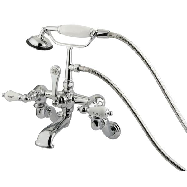 Kingston Brass Vintage Adjustable 3-3/8" - 10" Center Classic Brass Wall Mount Clawfoot Tub Filler with Hand Shower-Tub Faucets-Free Shipping-Directsinks.