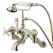 Kingston Brass Vintage Wall Mount Adjustable 3-3/8" - 10" Center Clawfoot Brass Tub Filler with Hand Shower-Tub Faucets-Free Shipping-Directsinks.