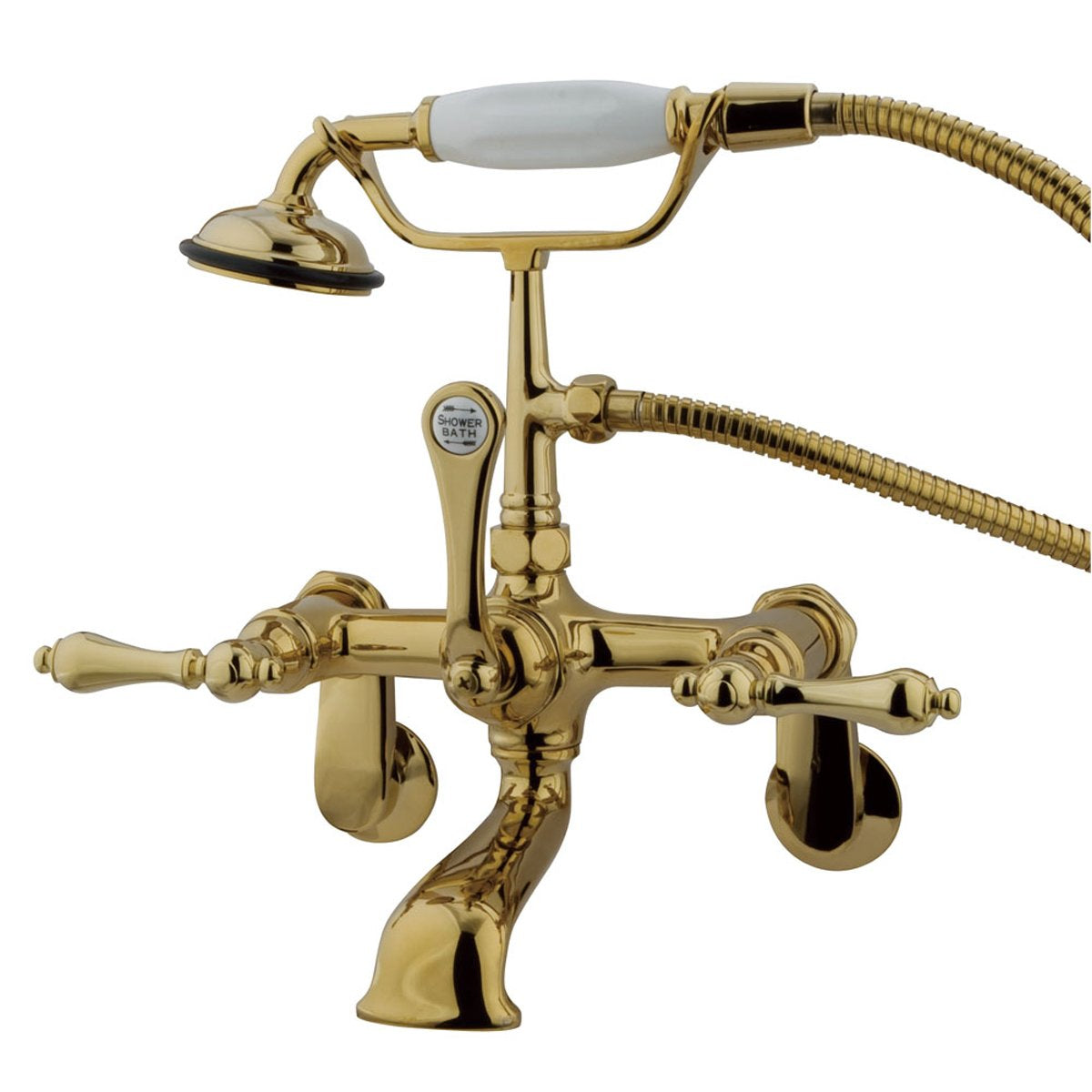 Kingston Brass Vintage Adjustable 3-3/8" - 10" Centers Wall Mount Clawfoot Tub Filler Faucet with Hand Shower-Tub Faucets-Free Shipping-Directsinks.