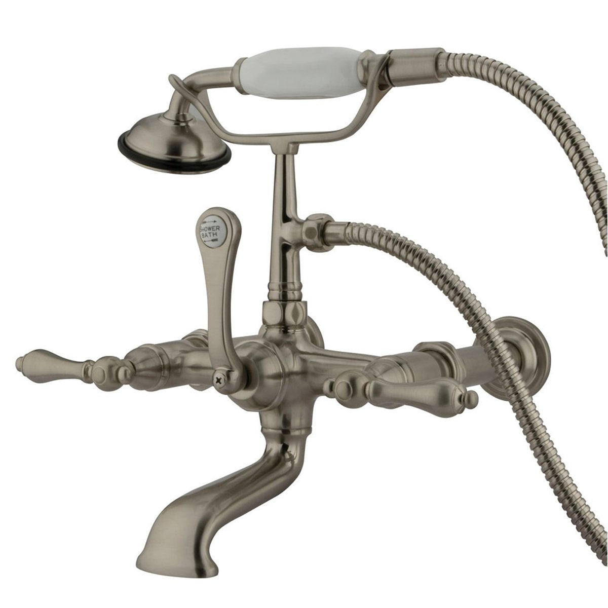 Kingston Brass Vintage Wall Mount Clawfoot Tub Filler Faucet with Hand Shower and with 7" Spread-Tub Faucets-Free Shipping-Directsinks.