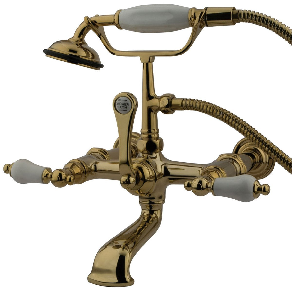 Kingston Brass Vintage 7" Spread Wall Mount Clawfoot Tub Filler Faucet with Hand Shower-Tub Faucets-Free Shipping-Directsinks.