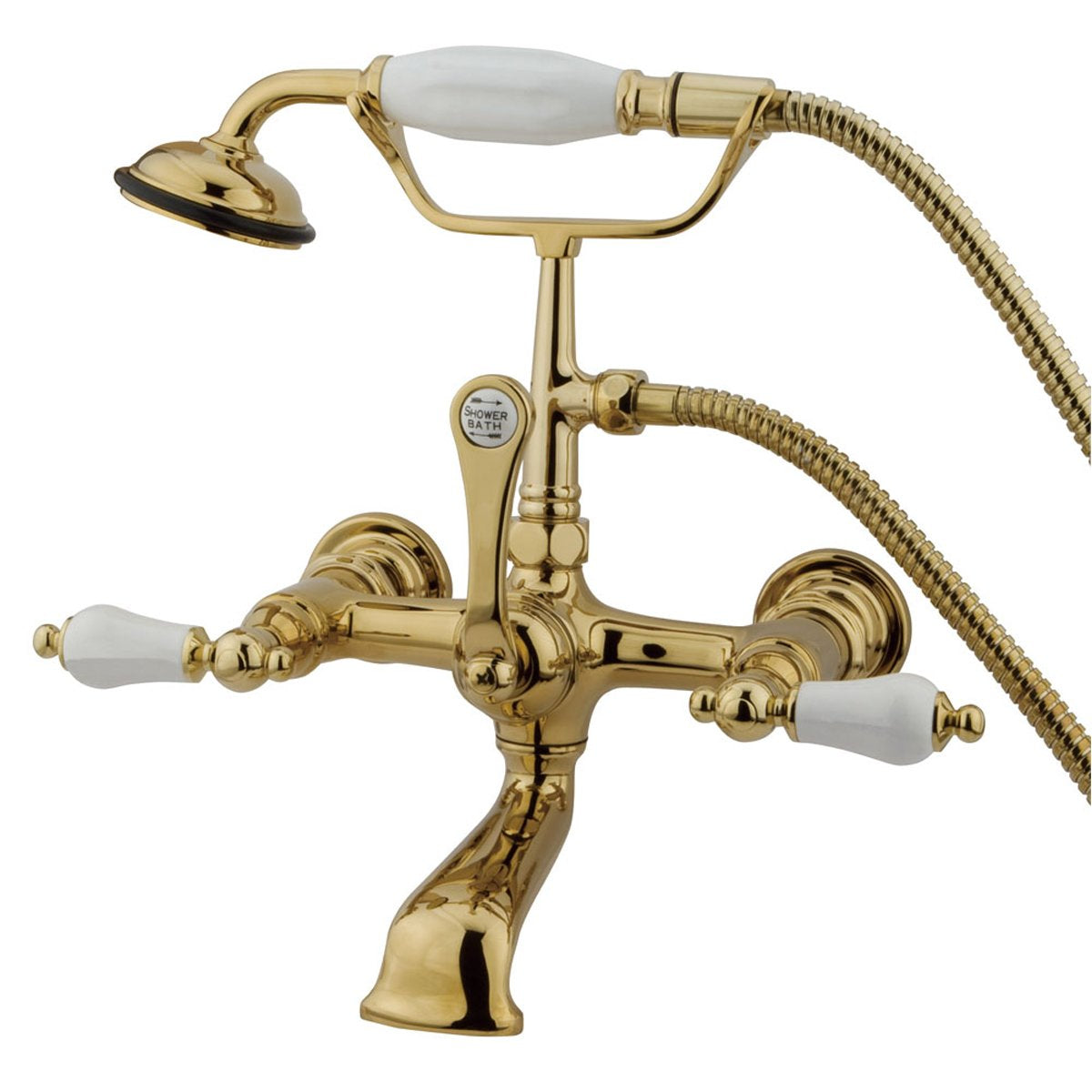 Kingston Brass Vintage 7" Classic Wall Mount Clawfoot Tub Filler Faucet with Hand Shower-Tub Faucets-Free Shipping-Directsinks.