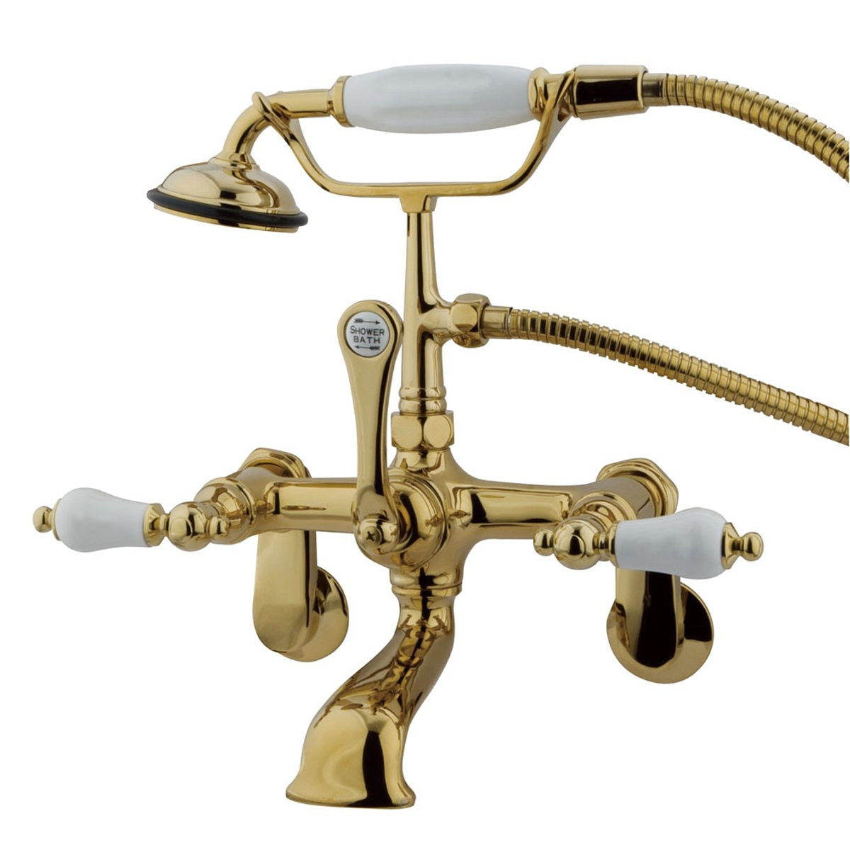 Kingston Brass Vintage 3-3/8" to 11" Wall Mount Clawfoot Tub Filler Faucet with Hand Shower-Tub Faucets-Free Shipping-Directsinks.