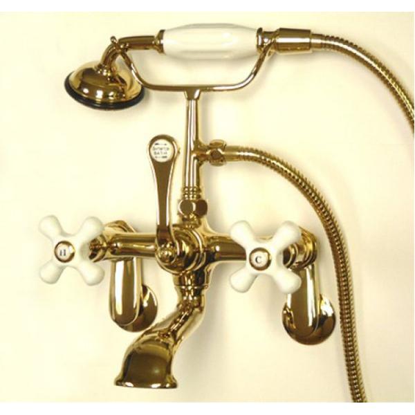 Kingston Brass Vintage 3-3/8" to 11" Classic Wall Mount Clawfoot Tub Filler Faucet with Hand Shower-Tub Faucets-Free Shipping-Directsinks.