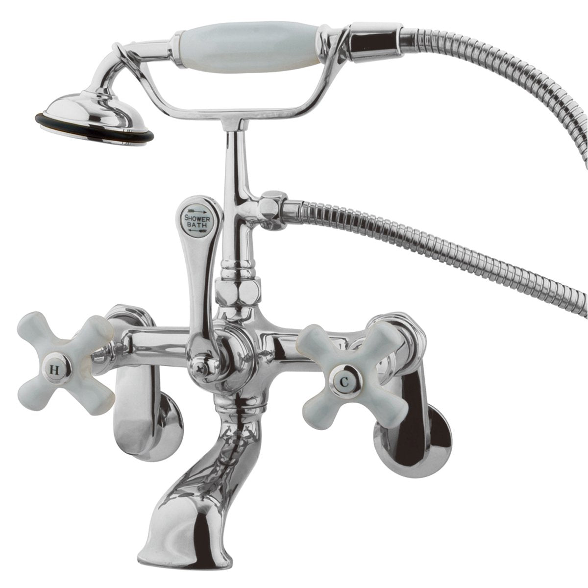 Kingston Brass Vintage 3-3/8" to 11" Classic Wall Mount Clawfoot Tub Filler Faucet with Hand Shower-Tub Faucets-Free Shipping-Directsinks.