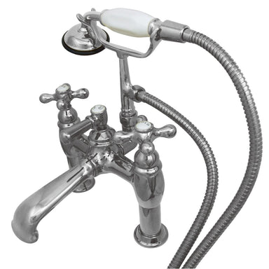 Kingston Brass CC610T1 Vintage Deck Mount Clawfoot Tub Filler with Hand Shower-Tub Faucets-Free Shipping-Directsinks.