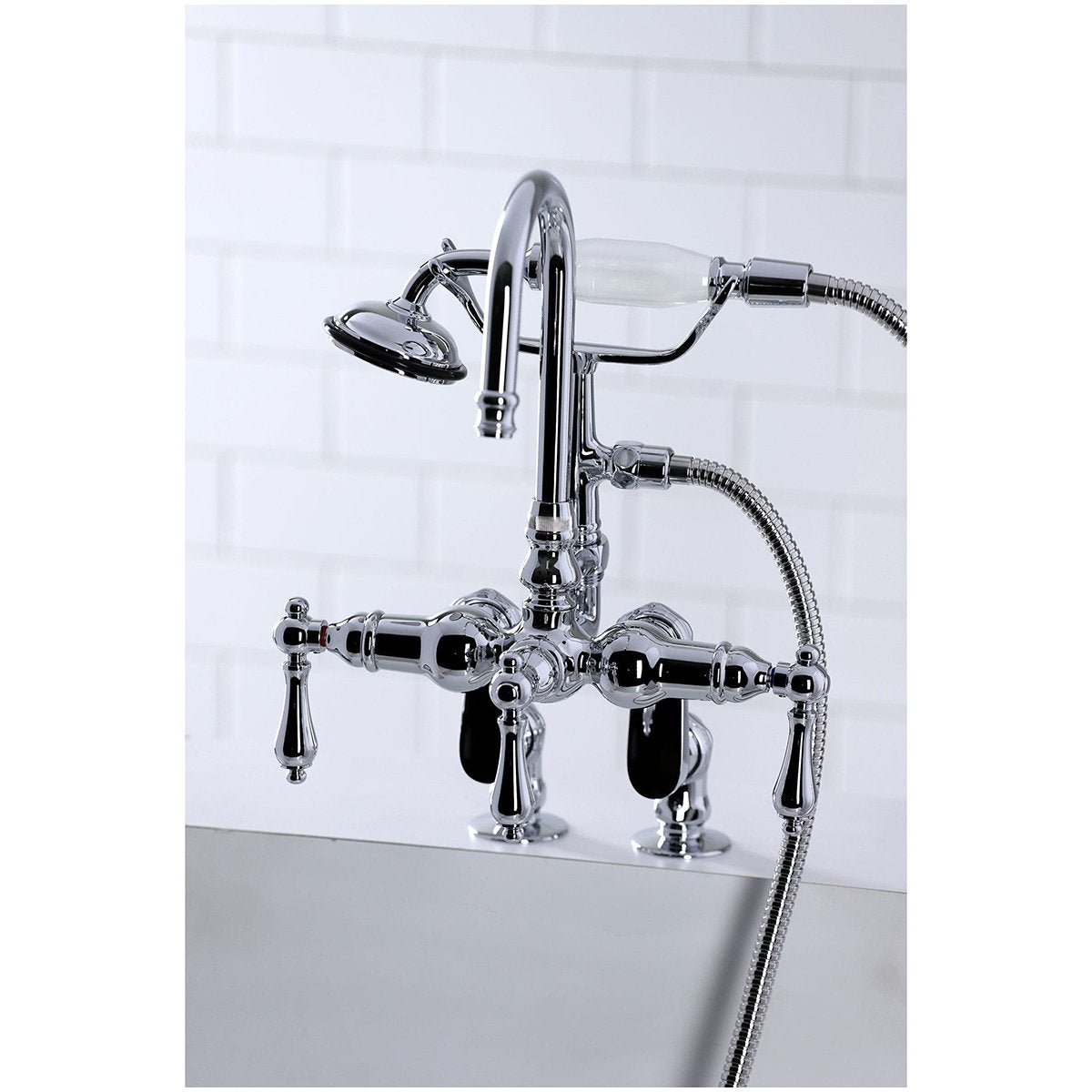 Kingston Brass CC613TX-P Vintage Clawfoot  12.5" x 10" x 8.25" Tub Faucet with Hand Shower