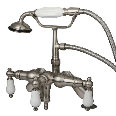 Kingston Brass Vintage 3-3/8" to 8-3/8" Deck Mount Clawfoot Tub Filler Faucet with Hand Shower-Tub Faucets-Free Shipping-Directsinks.