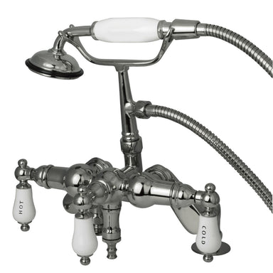 Kingston Brass Vintage 3-3/8" to 8-3/8" Spread Deck Mount Clawfoot Tub Filler with Hand Shower-Tub Faucets-Free Shipping-Directsinks.