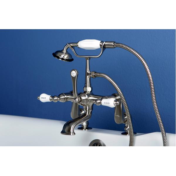 Kingston Brass Vintage 3" to 12" Classic Deck Mount Clawfoot Tub Filler Faucet with Hand Shower-Tub Faucets-Free Shipping-Directsinks.
