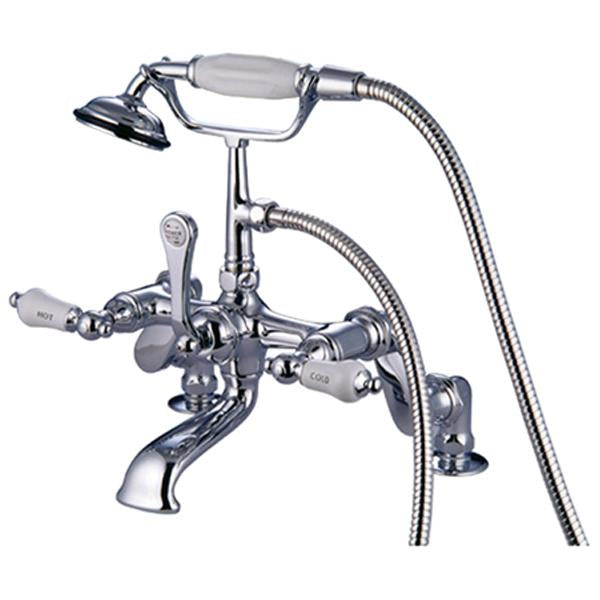 Kingston Brass Vintage 3" to 12" Classic Deck Mount Clawfoot Tub Filler Faucet with Hand Shower-Tub Faucets-Free Shipping-Directsinks.