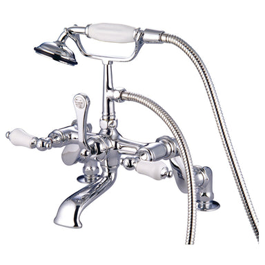 Kingston Brass Vintage 3" to 12" Spread Deck Mount Clawfoot Tub Filler Faucet with Hand Shower-Tub Faucets-Free Shipping-Directsinks.