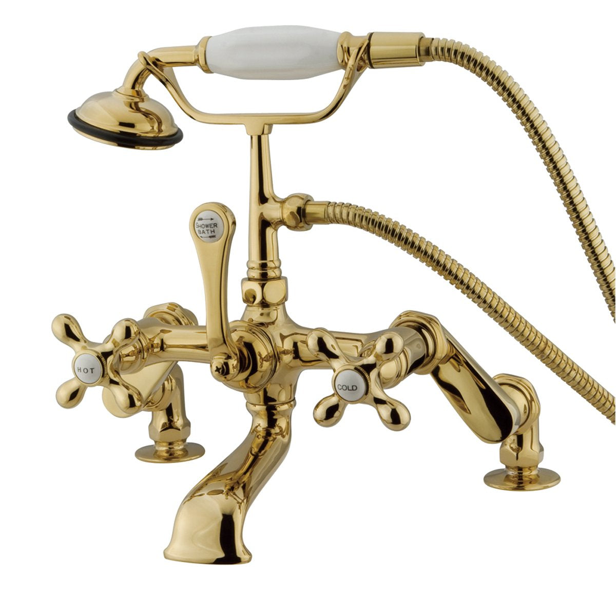 Kingston Brass Vintage 3" to 12" Spread Deck Mount Clawfoot Tub Filler with Hand Shower-Tub Faucets-Free Shipping-Directsinks.