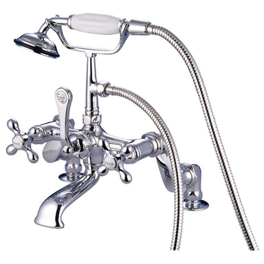Kingston Brass Vintage 3" to 12" Spread Deck Mount Clawfoot Tub Filler with Hand Shower-Tub Faucets-Free Shipping-Directsinks.