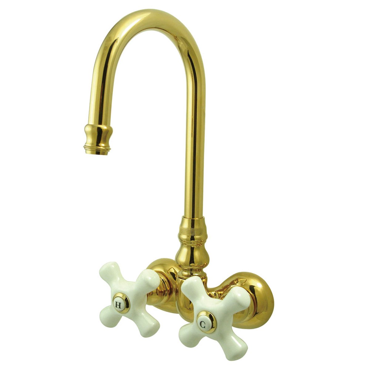 Kingston Brass Vintage 3-3/8" Spread Brass Wall Mount Clawfoot Tub Filler Faucet-Tub Faucets-Free Shipping-Directsinks.