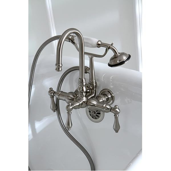 Kingston Brass Vintage 3-3/8" Centers Wall Mount Clawfoot Tub Filler Faucet with Hand Shower-Tub Faucets-Free Shipping-Directsinks.