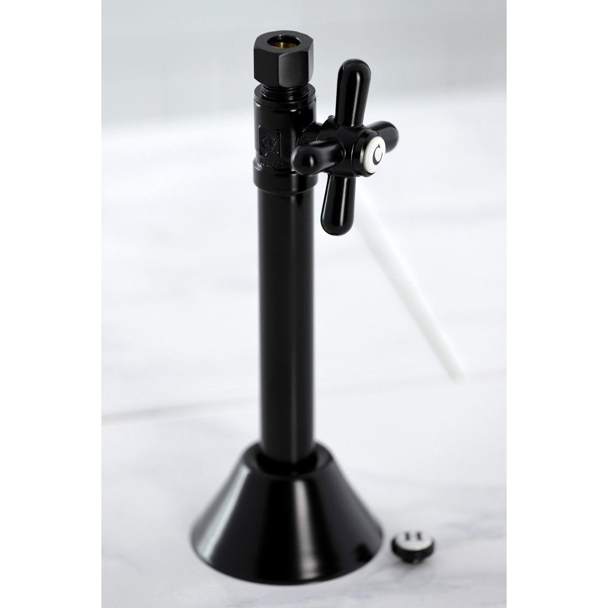 Kingston Brass Vintage 1/2" Sweat x 3/8" O.D. Comp Straight Shut-Off Valve with 5" Extension in Matte Black